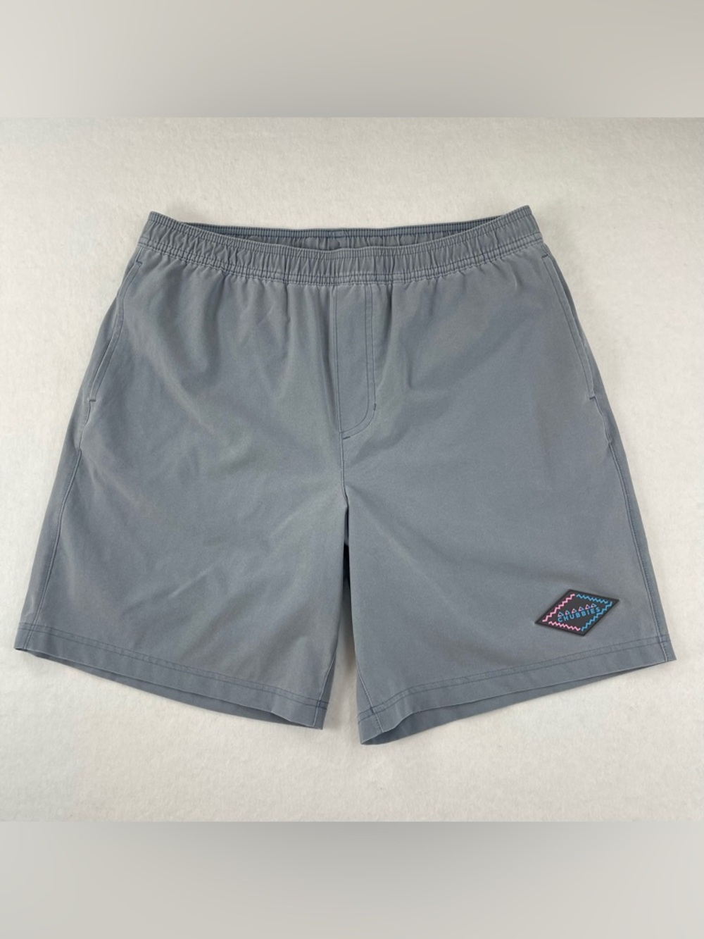 Chubbies Swim Trunks Mens L Gray Boxer Brief Lined Logo Patch 7” Inseam